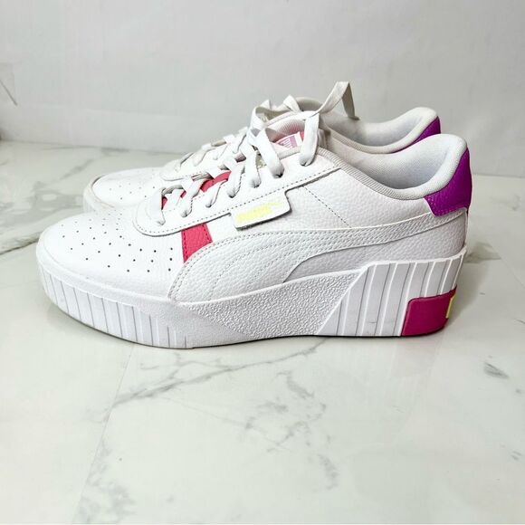 PUMA Cali Wedge White Leather Lifestyle Sneakers - Picture 4 of 16